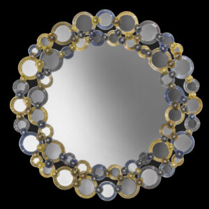 Specchio Cerchi tondo color oro-blu