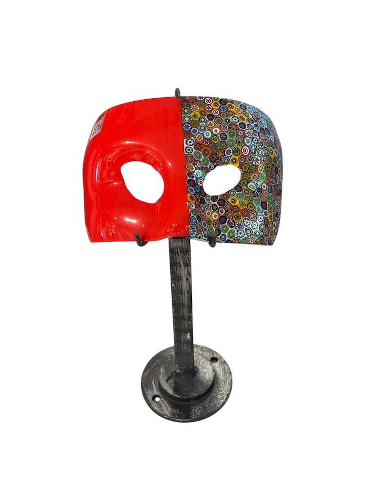 Maschera Bauta rossa millefiori