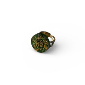 Green and gold leaf ring