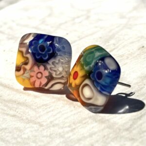 Big squared millefiori earrings