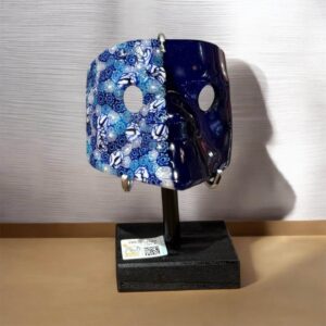 Maschera Bauta Piccola in blu e murrina  millefiori in colorazione blu