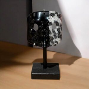 Maschera bauta piccola con murrina nero e bianco