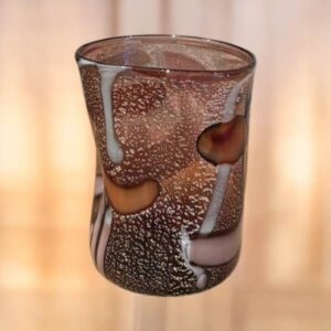 Glass with amethyst silver leaf