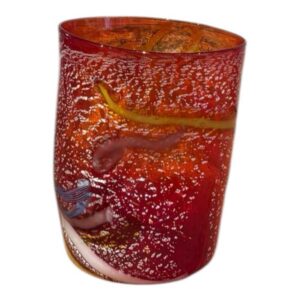 Red glass with silver leaf