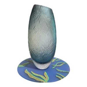Hand-blown vase in aviation blue